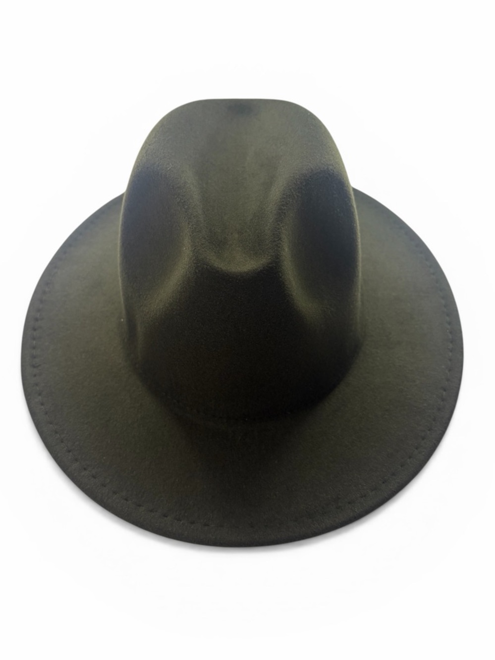 Dark Olive Wide-Brimmed Felt Fedora,  Mountain,  Stage Big Brim , Panama hat - Picture 7 of 7